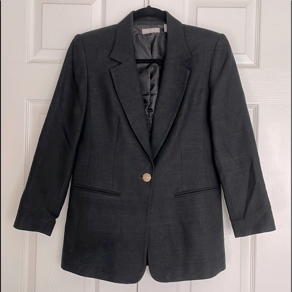 Nordstrom Jackets & Blazers - Nordstrom Black Silk Blazer with Gold Button | Petite 2